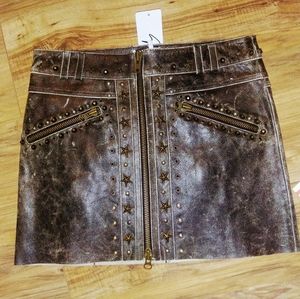 Pam & Gela Brown Mini Skirt with Star Accents